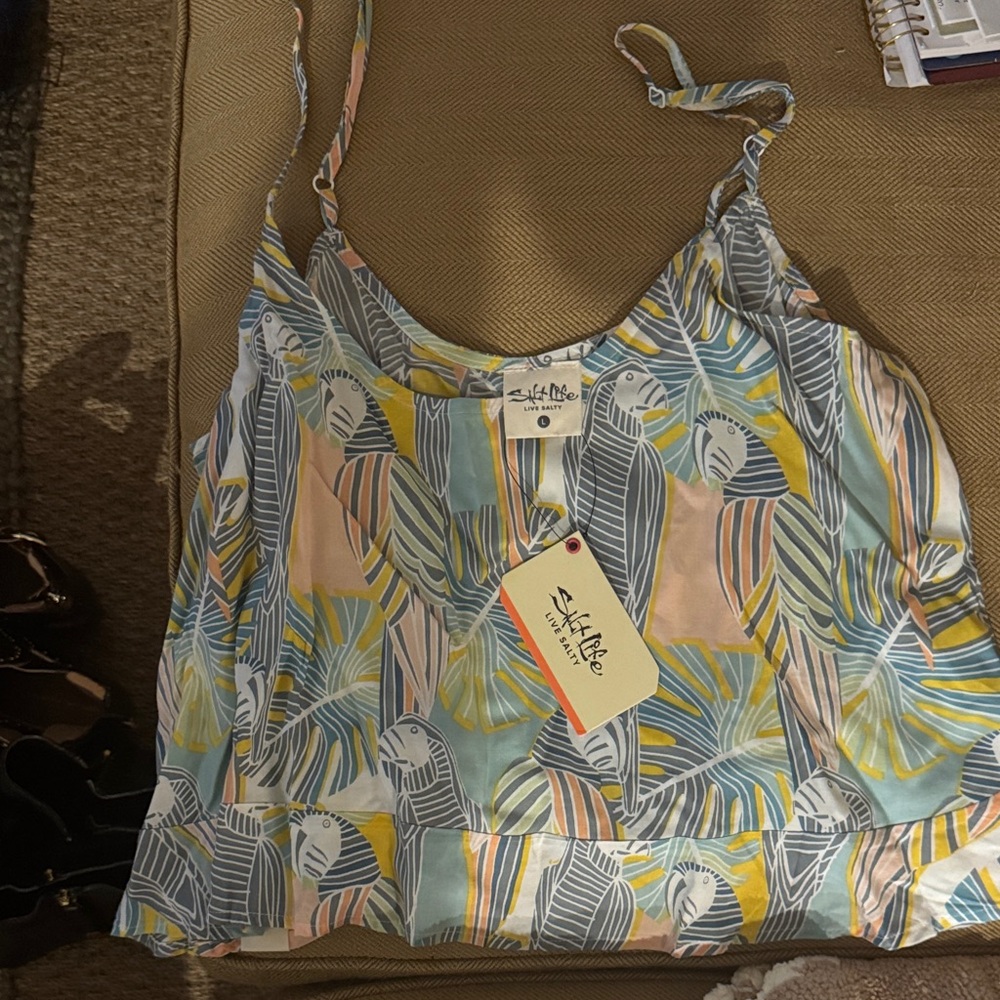 Salt Life Women's Tropical Camisole - Blue, Yellow, Pink